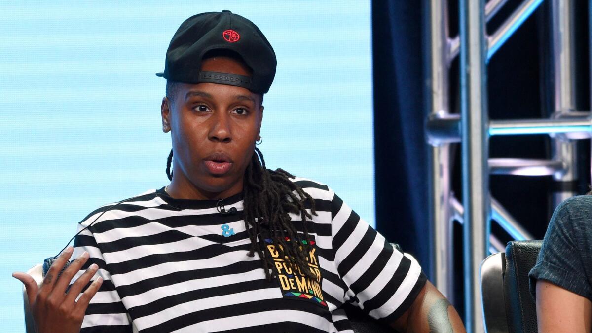 Lena Waithe participates in the "Lesbian, Gay, and Bisexual Trends on TV Today" panel at the Television Critics Assn. Summer Press Tour.