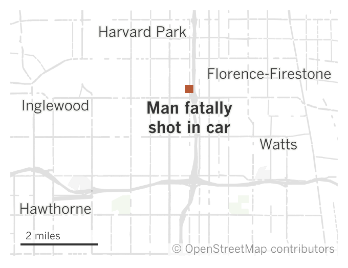 A map of South L.A. shows where a man was fatally shot 