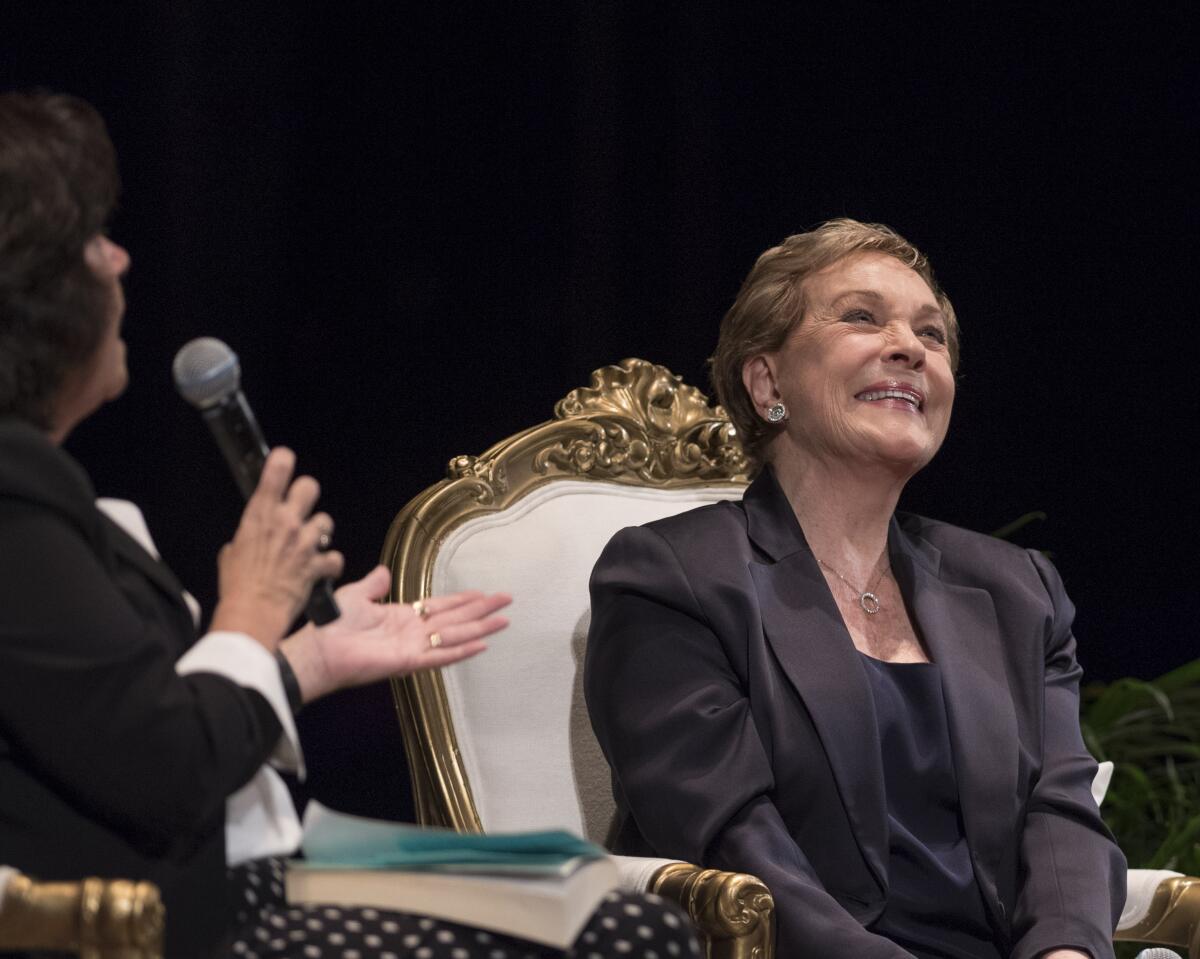  Julie Andrews shares stories at a forum co-hosted by the Times Ideas Exchange in partnership with the L.A. Times Book Club.
