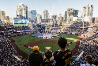 San Diego ,CA - October 18: Fans cheer before game one of the NLCS between the Padres and the Phillies at Petco Park on Tuesday, Oct. 18, 2022 in San Diego ,CA. (Meg McLaughlin / The San Diego Union-Tribune)