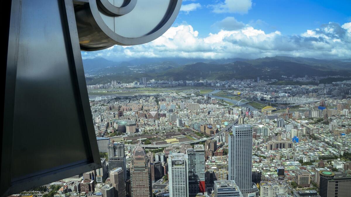 A view of Taipei, Taiwan, from the Taipei 101 building. Eva Air is offering a $704 round-trip fare from LAX to the capital.