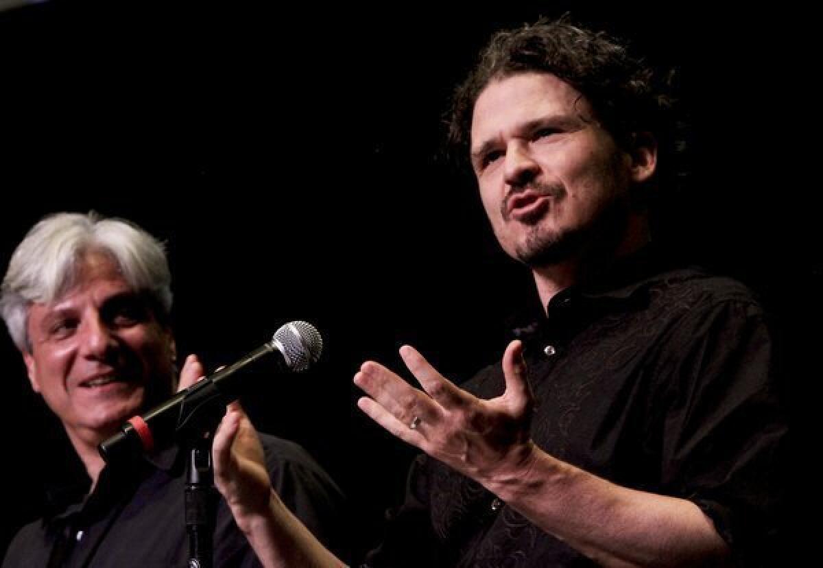 Dave Eggers, with the L.A. Times' David L. Ulin, at the Los Angeles Times Festival of Books