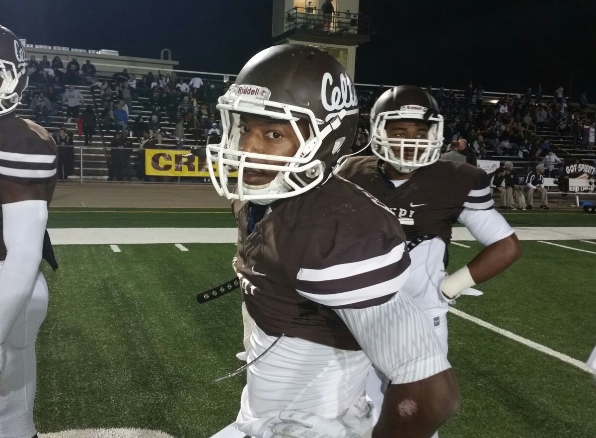 Running back T.J. Brumfield helped Crespi reach 385 yards on the ground in win over Santa Margarita, 45-13, in the first round of the Southern Section Pac-5 Division playoffs.