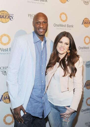 Lamar Odom and Khloe Kardashian at the Los Angeles Lakers Youth Foundation's Casino Night. The event was held at Staples Center's Lexus Club.