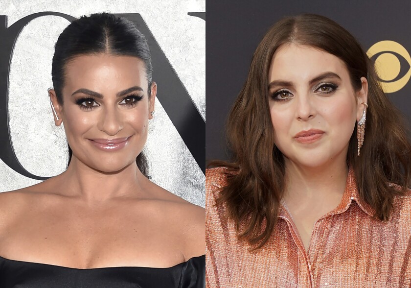 Lea Michele appears at the 75th annual Tony Awards in New York on June 12, 2022, left, and Beanie Feldstein appears at the 73rd Primetime Emmy Awards in Los Angeles on Sept. 19, 2021. Lea Michele has been tapped to step in and lead the Broadway revival of the beleaguered “Funny Girl” this fall, an announcement made just hours after current star Beanie Feldstein revealed she was leaving the show sooner than anticipated due to the show taking a “different direction. (AP Photo)