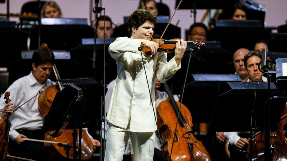 Augustin Hadelich performs Sibelius' Violin Concerto on Tuesday night during the Los Angeles Philharmonic concert at the Hollywood Bowl.