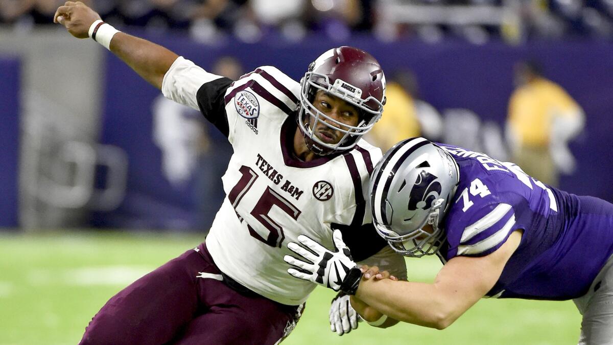 Texas A&M defensive lineman Myles Garrett (15) is likely to be the first pick in the NFL draft this spring.