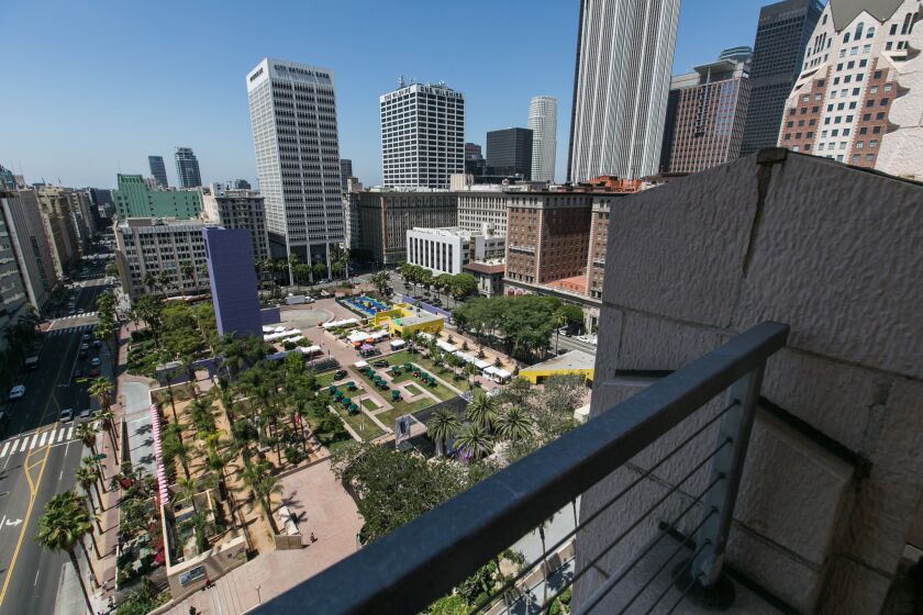 An aerial view of Pershing Square.