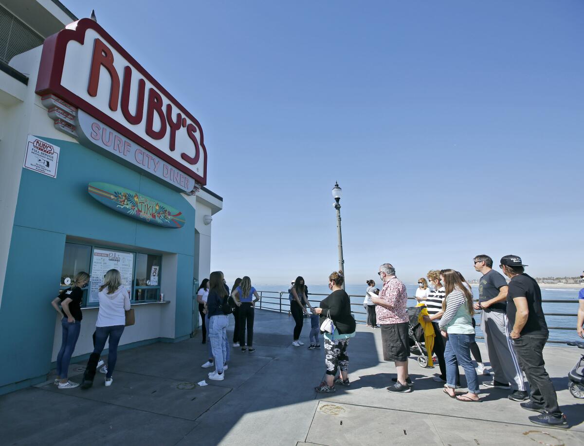 The Ruby's Diner at the end of the Huntington Beach Pier closed in 2021.