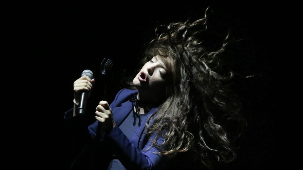 Ella Yelich-O'Connor, better known as Lorde, performs at the Greek Theatre in Los Angeles last week.