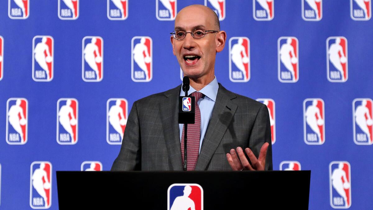 NBA Commissioner Adam Silver addresses the media after the league's Board of Governors meetings Thursday.
