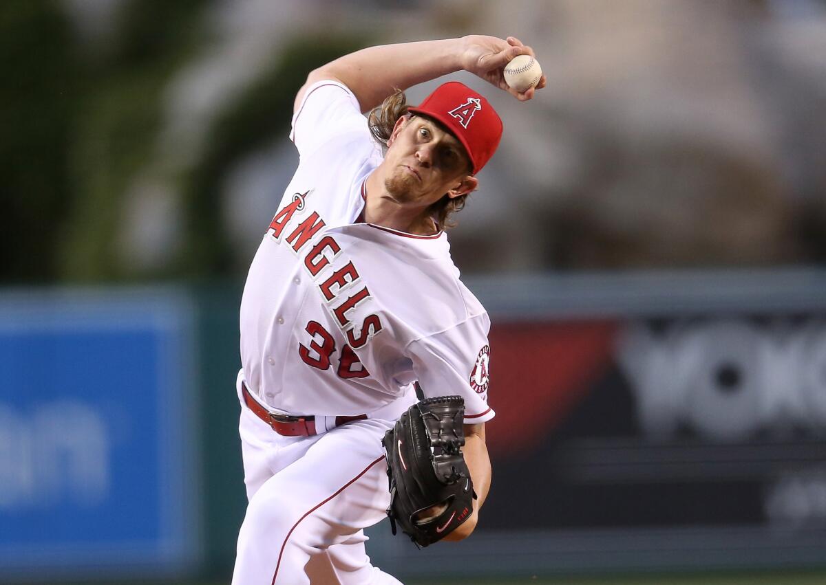 Angels starting pitcher Jered Weaver allowed one run in six innings against the Athletics.
