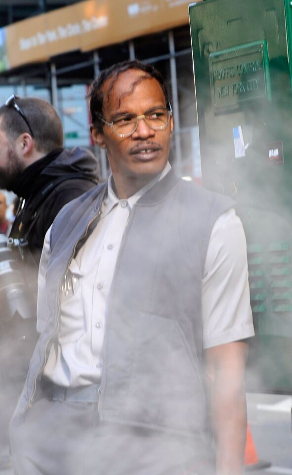 Jamie Foxx filming on location for "The Amazing Spider-Man 2" on April 21, 2013, in New York City.