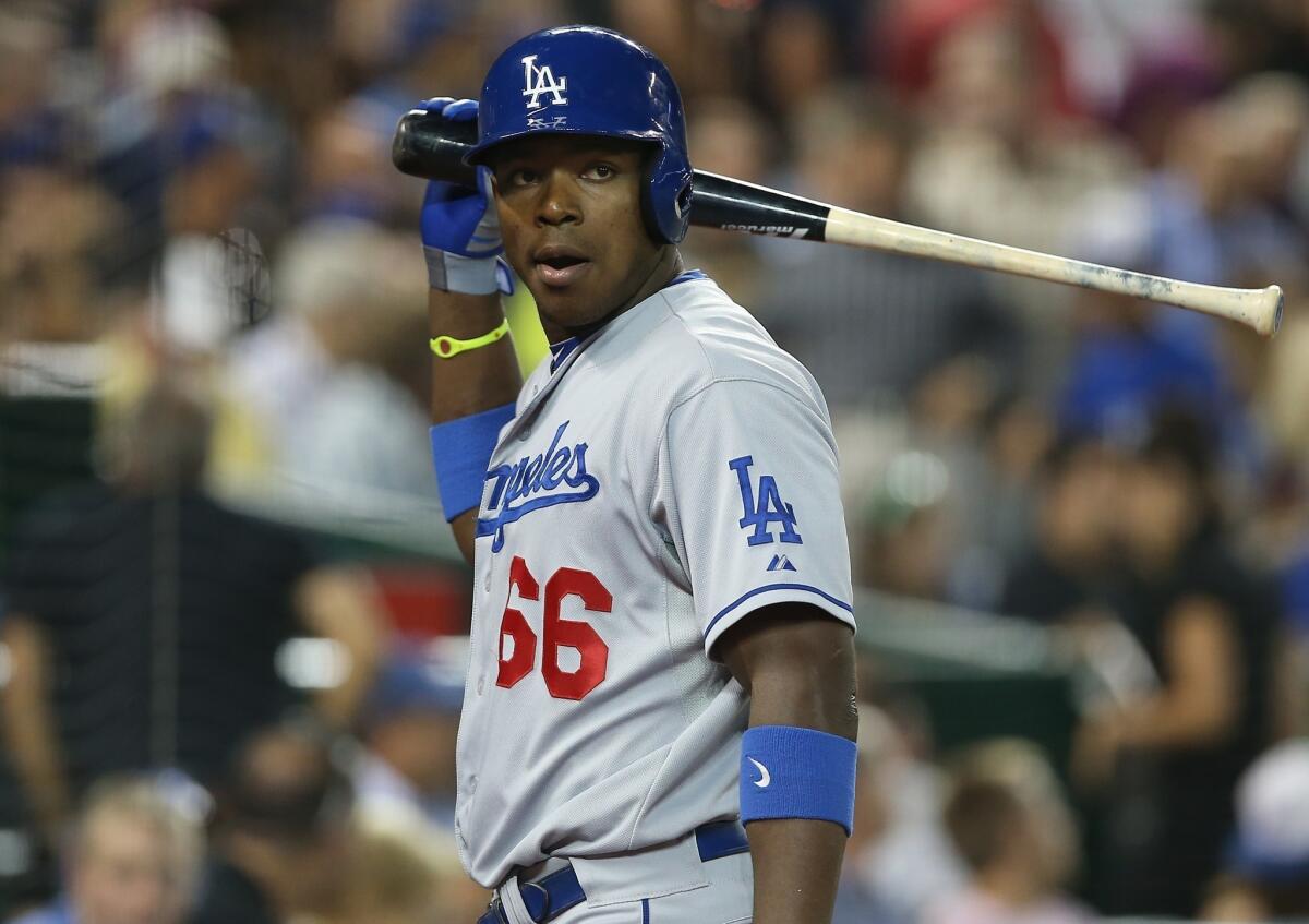Dodgers right fielder Yasiel Puig has a .146 batting average in his last 14 games.