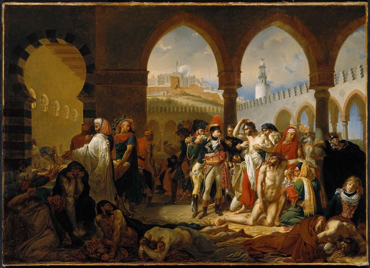 Auguste-Hyancinthe Debay, after Antoine-Jean Gros, "General Bonaparte Visiting the Plague-Stricken at Jaffa," 1823, oil on canvas