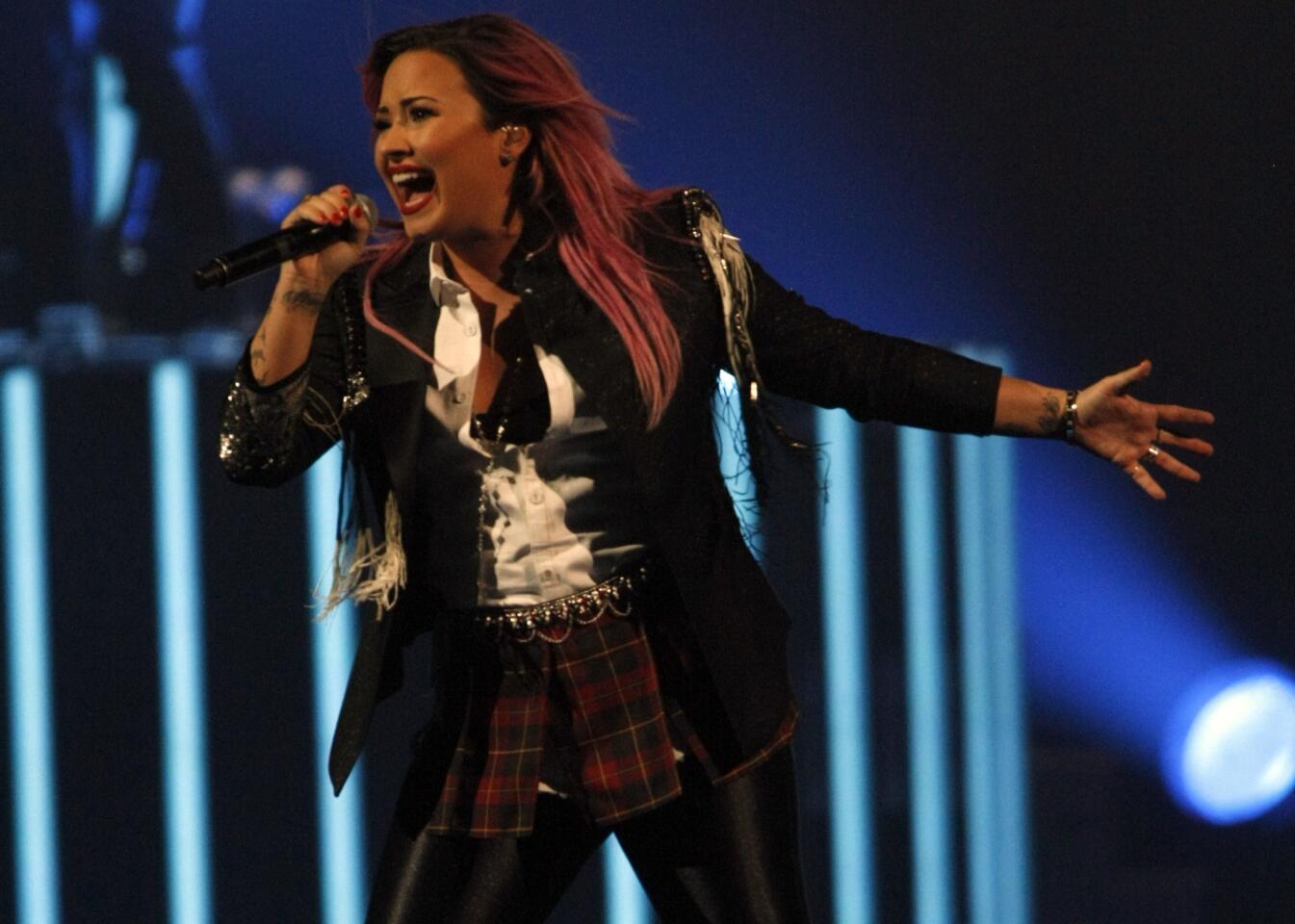 Demi Lovato performs for a soldout crowd at Honda Center in Anaheim.