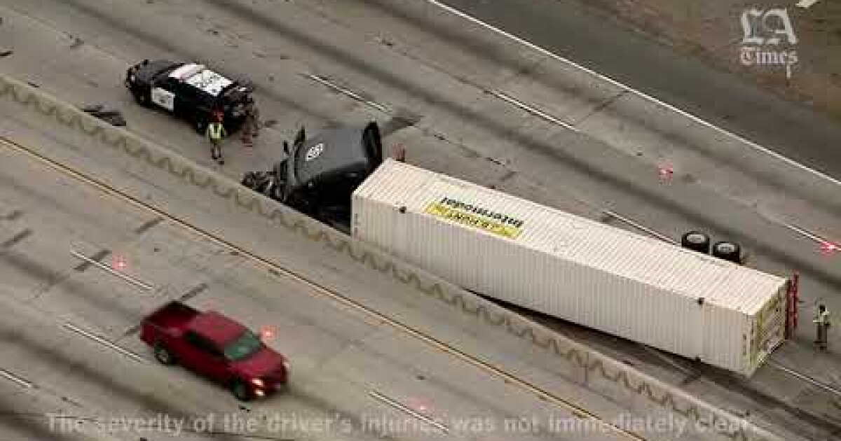 Lanes reopen on 5 Freeway in Commerce after big rig overturns - Los ...