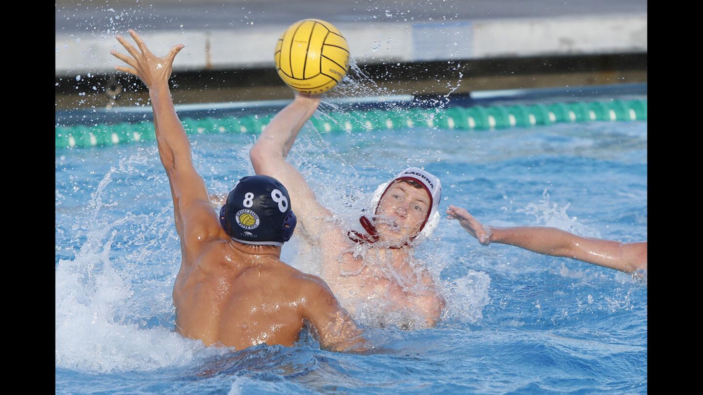 Newport vs Laguna Beach in Boys Water Polo Action