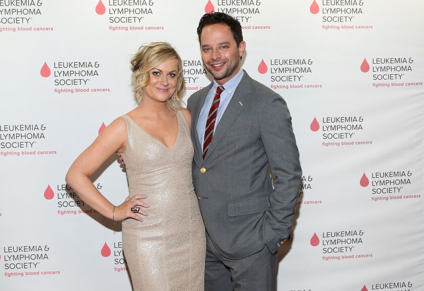 Amy Poehler and Nick Kroll attend a benefit at New World Stages in New York on May 6, 2014.