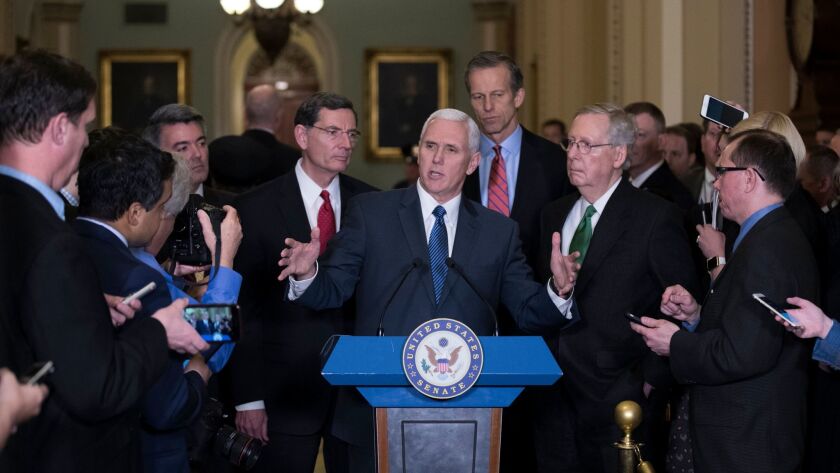 The Republiclans taking away your health insurance: Vice President Mike Pence was flanked by Republican congressional leaders last year to talk up the GOP's Obamacare repeal bill. The bill failed, but the Republicans found other ways to kill the ACA insurance market.