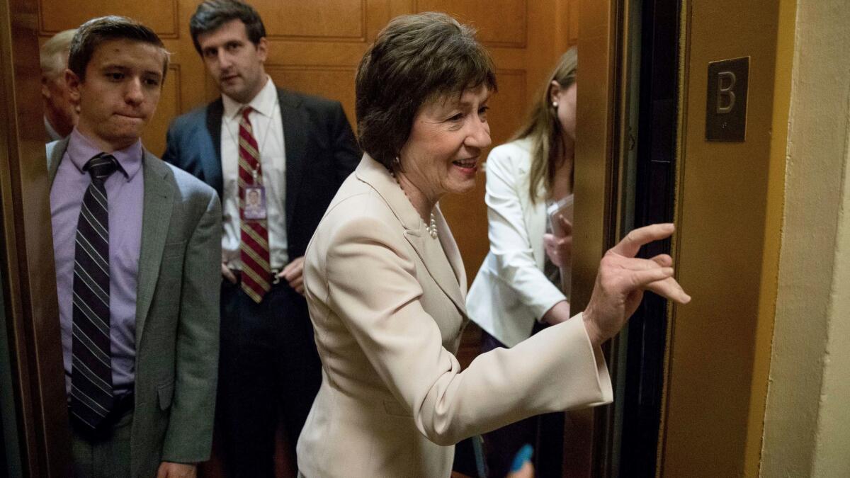 Sen. Susan Collins, R-ME, on Capitol Hill in Washington on July 18.