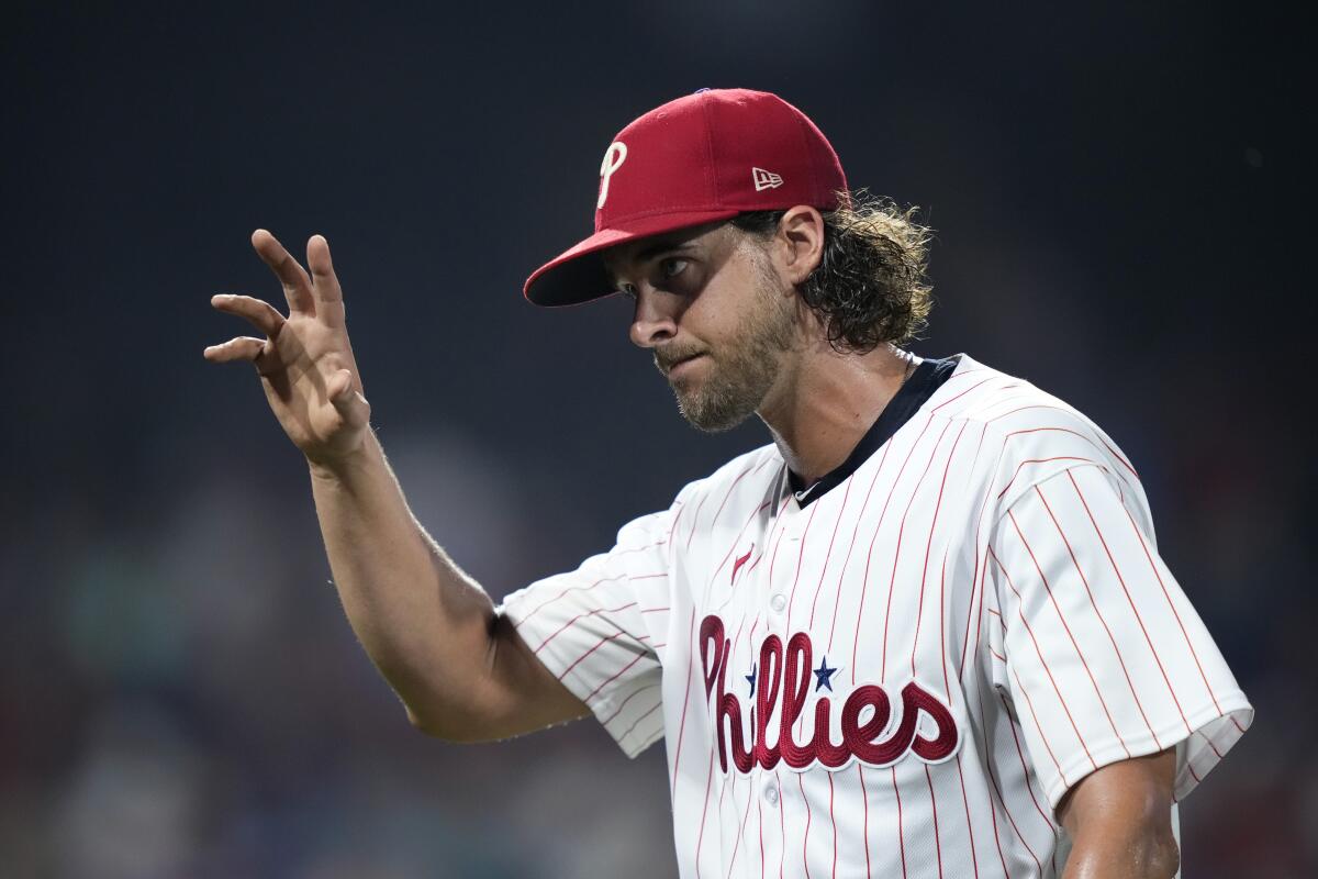 Nola, Schwarber help the Phillies beat the Brewers 4-3 for their 4th  straight victory - The San Diego Union-Tribune
