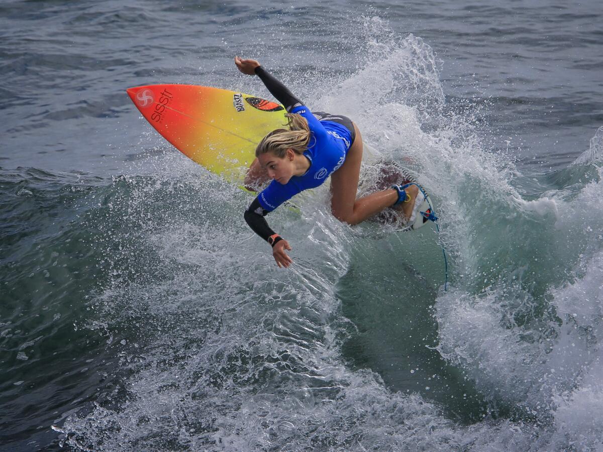 The final heat at the Nissan Super Girl Surf Pro on Sunday July 28, 2019 in Oceanside.