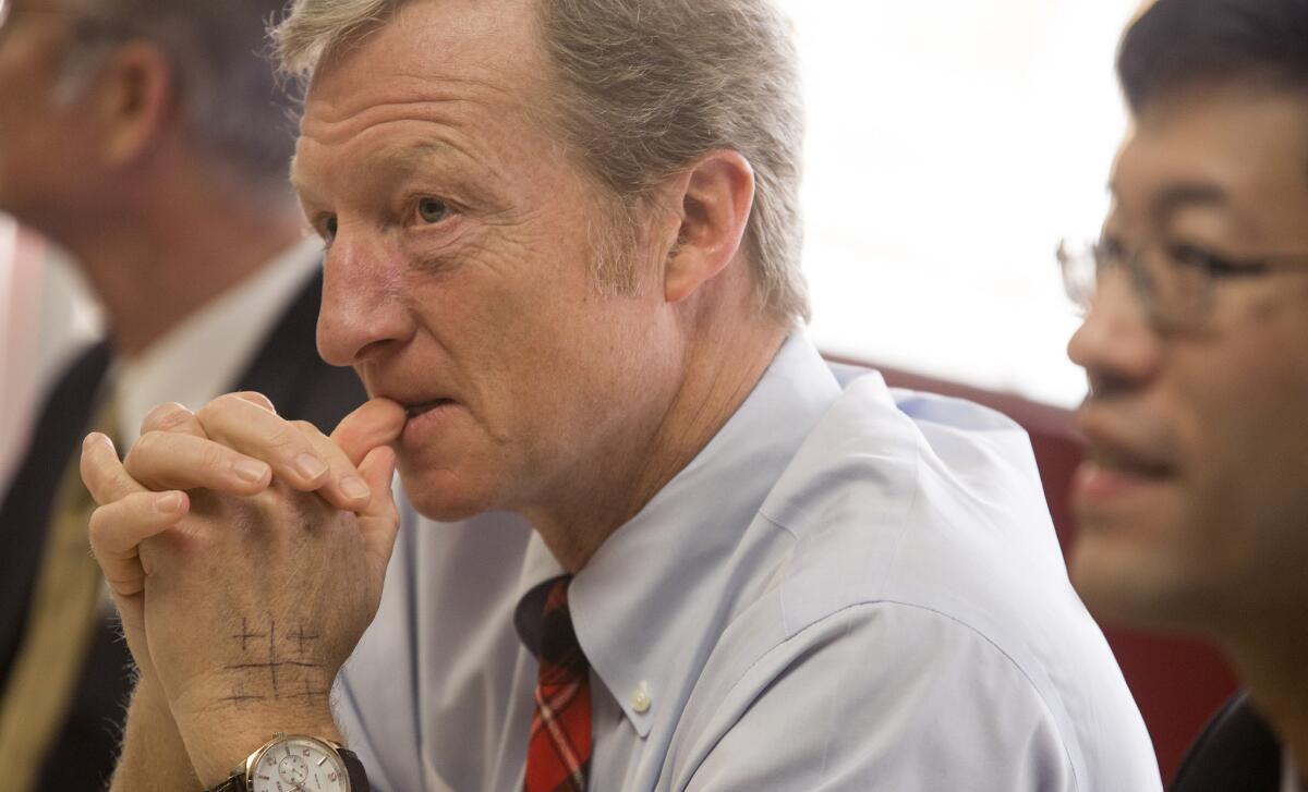 Tom Steyer, shown in January, toured skid row Tuesday with Los Angeles County Supervisor Mark Ridley-Thomas.