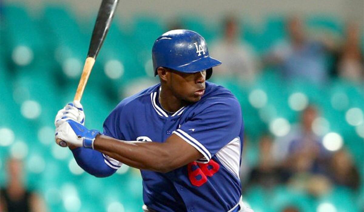 Outfielder Yasiel Puig will bat leadoff for the Dodgers on opening day against the Arizona Diamondbacks on Saturday in Sydney, Australia.