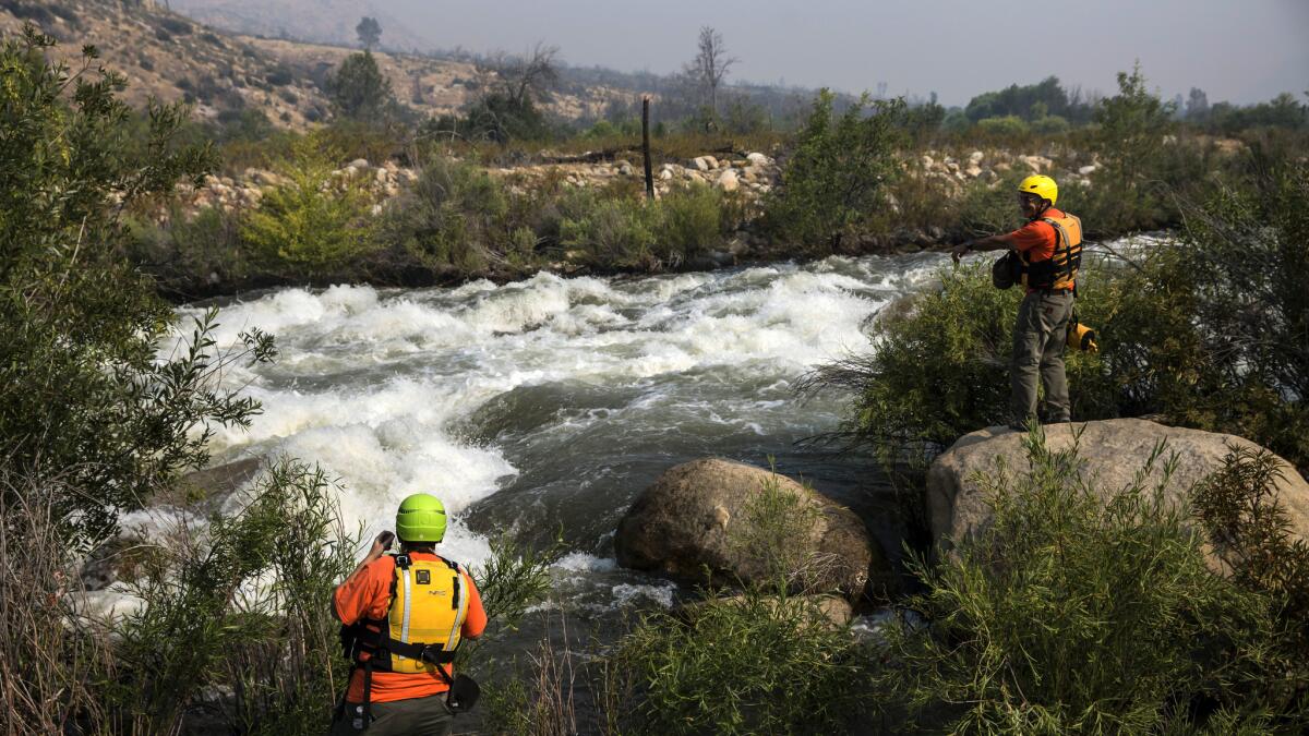 Ransom Yarger and Paulina Stanfield conduct a search mission along the Kern River.