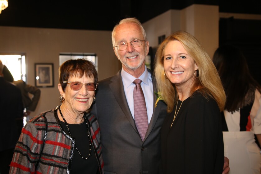 Outstanding Philanthropist Keith Swayne, center, with Honorary Chairs and 2019 Legacy award honorees for Ueberroth Family Foundation Ginny Ueberroth, left, and Vicki Booth, right.