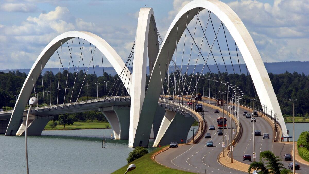 The Juscelino Kubitschek Bridge in Brasilia, often known as President JK Bridge, opened in 2002.