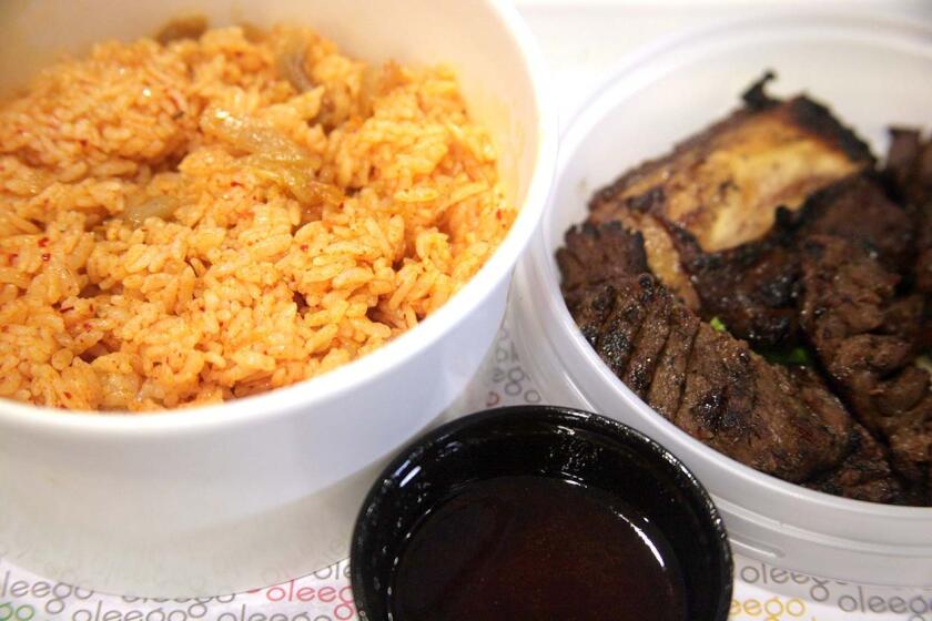 Galbi with kimchi fried rice and a little bit of the spicy soy sauce.