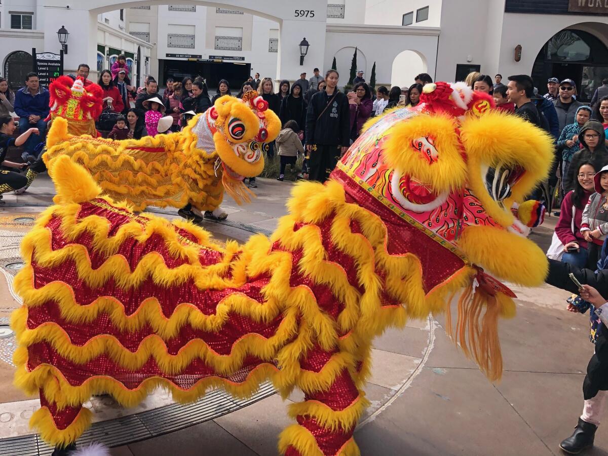 The lion dance will be performed at The Village at Pacific Highlands Ranch's Lunar New Year celebration.