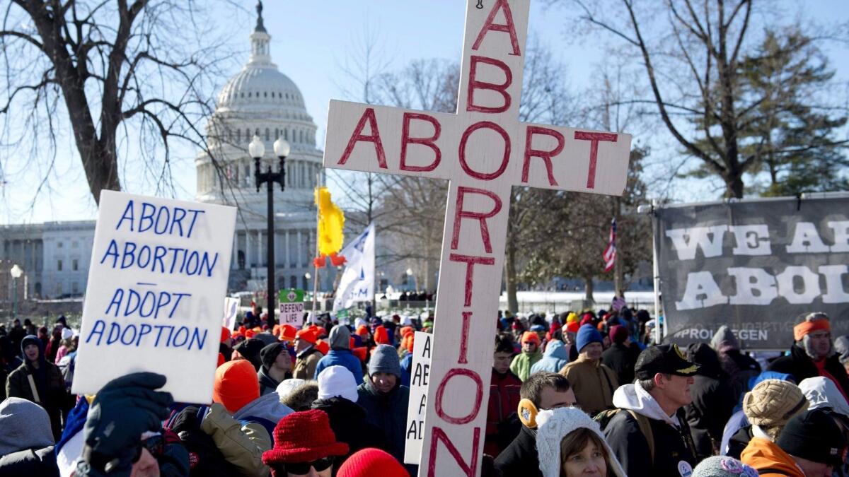 Antiabortion demonstrators in front of the U.S. Supreme Court building in 2014.