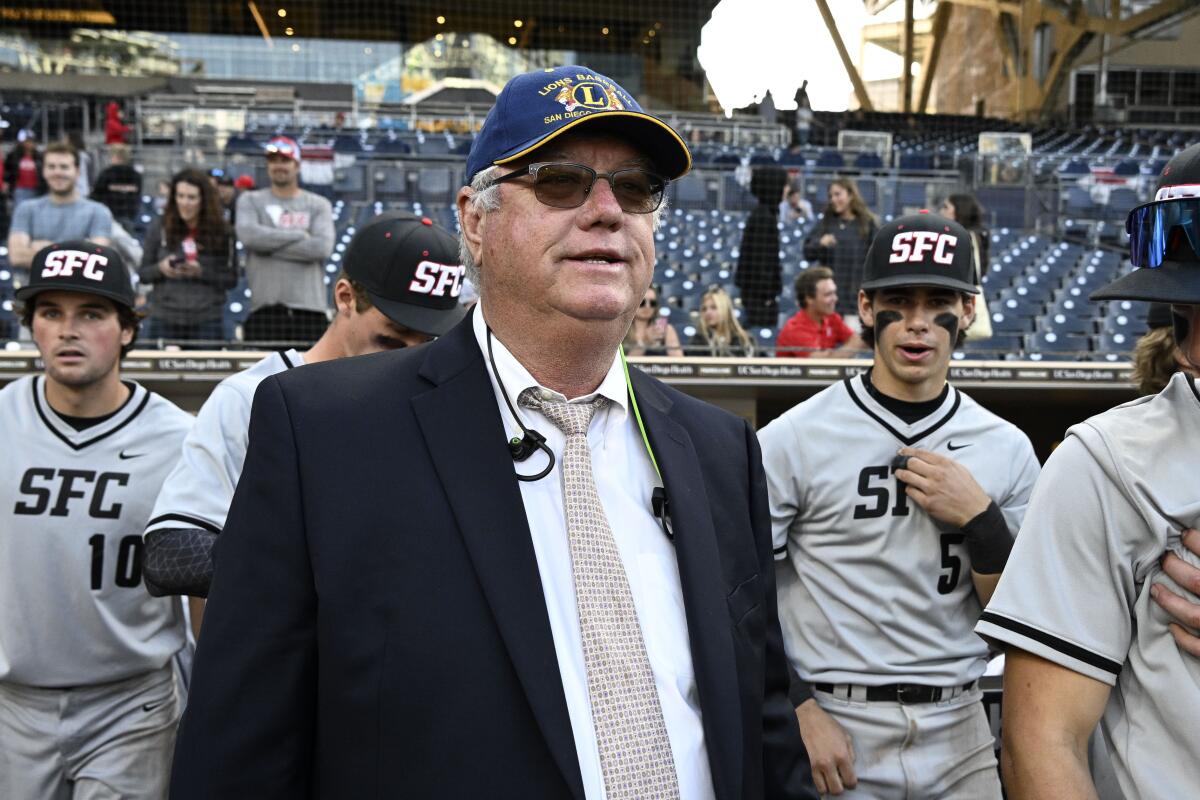 Judge Peter Gallagher was on hand to watch the high school baseball tournament at Petco Park last week.