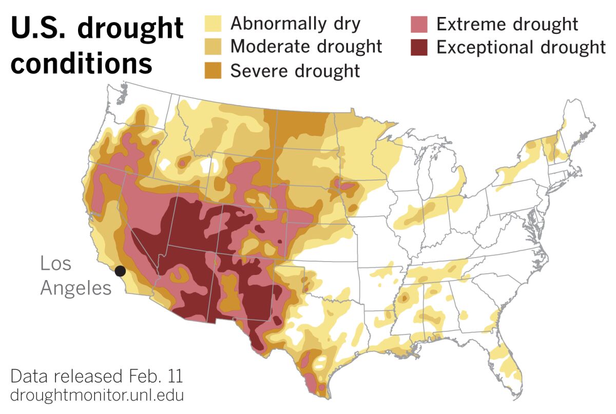 The latest U.S. Drought Monitor data, released on Thursday.