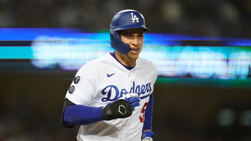 Los Angeles Dodgers' Corey Seager during the first inning of Game 3.