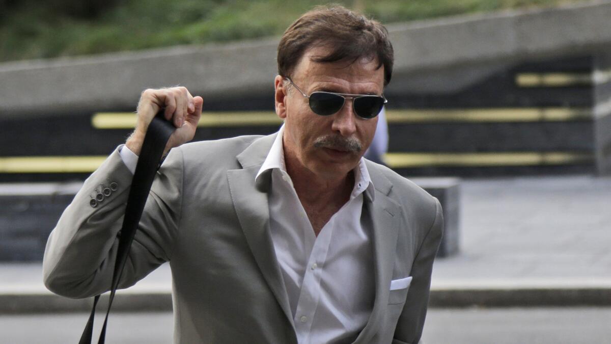 St. Louis Rams owner Stan Kroenke arrives at the NFL meetings in New York on Oct. 7. A group that includes Kroenke has donated more than $100,000 to government officials in Inglewood, Calif.