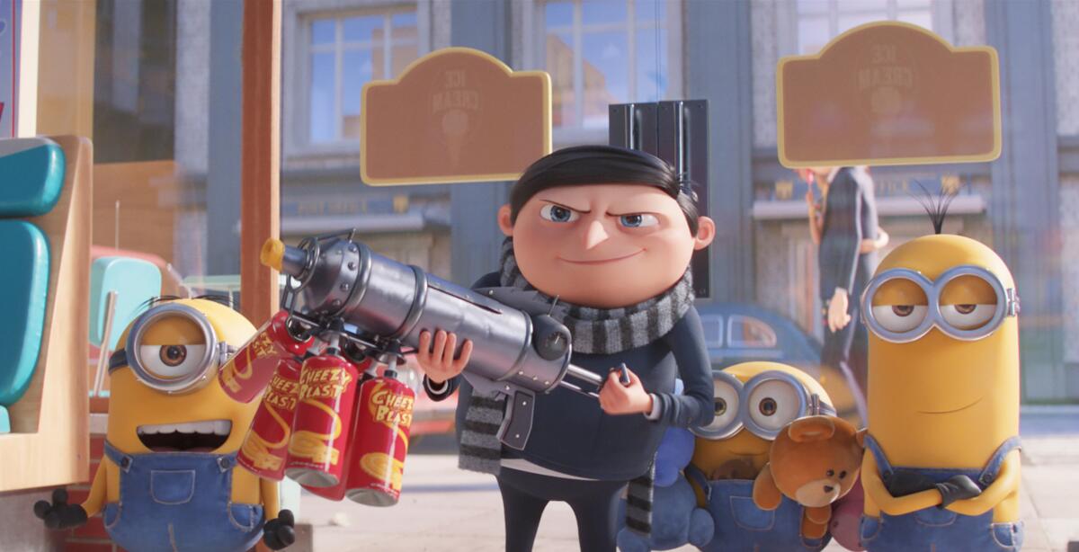 This Universal Pictures image shows characters from "Minions: The Rise of Gru." 