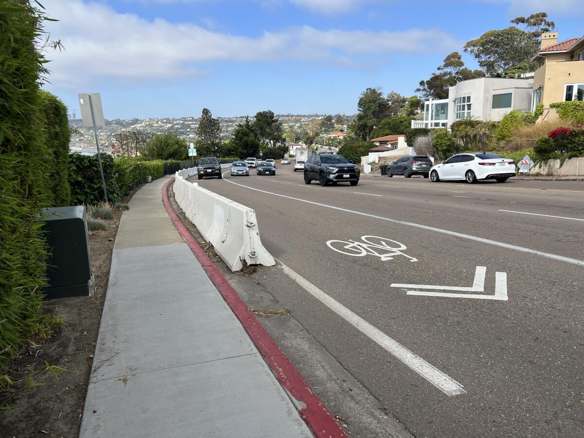 Bicyclists have worries about their safety along this stretch of Torrey Pines Road.