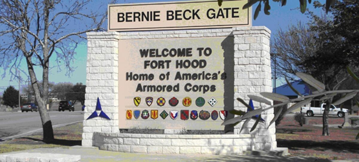 The entrance to Ft. Hood in Texas.