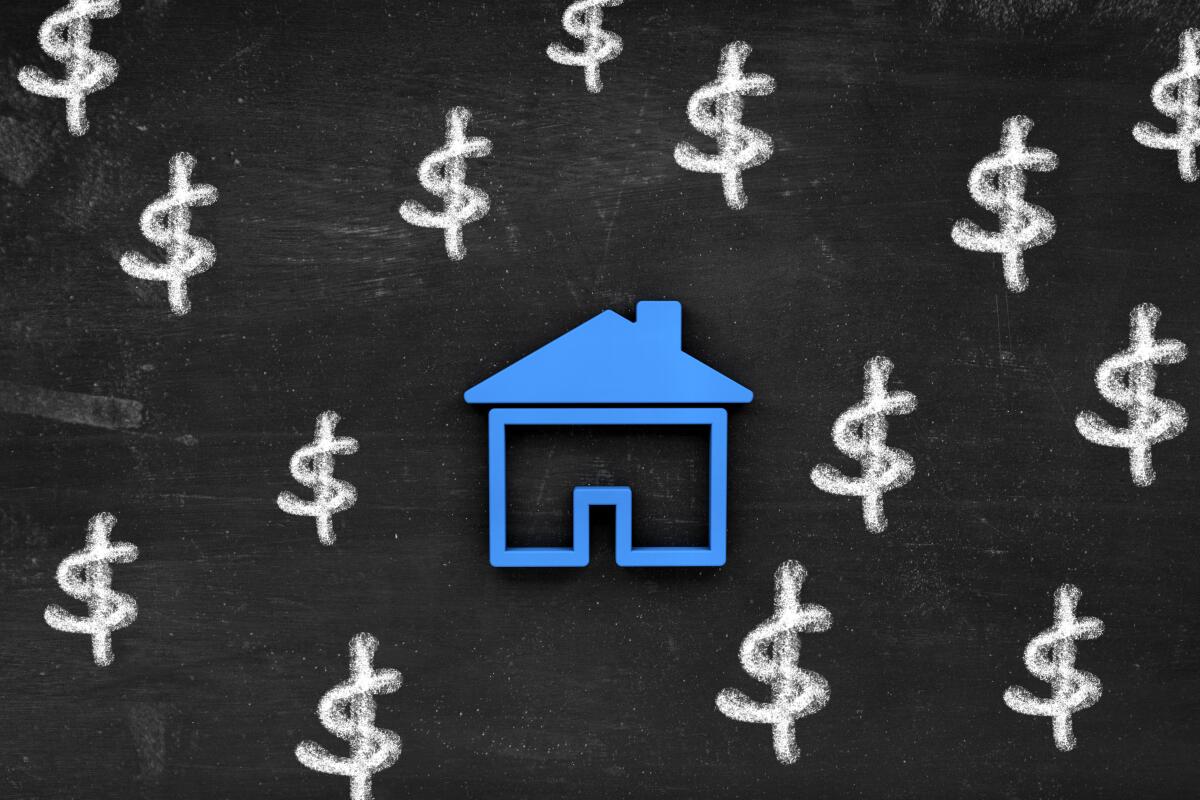 An image of dollar signs surrounding a house