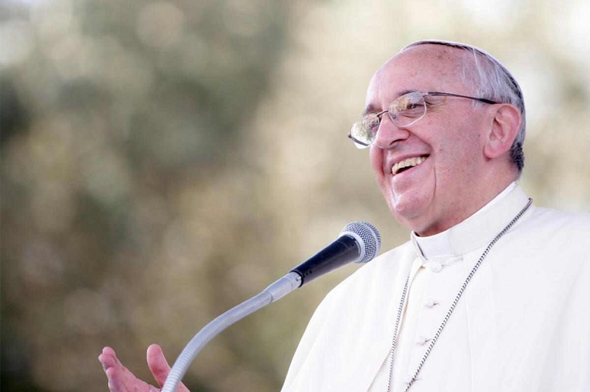 Liberals praised Pope Francis for his recent remarks on gay marriage, abortion and contraception -- but did they interpret his words correctly? Above, the pope delivers a speech in Italy earlier this month.