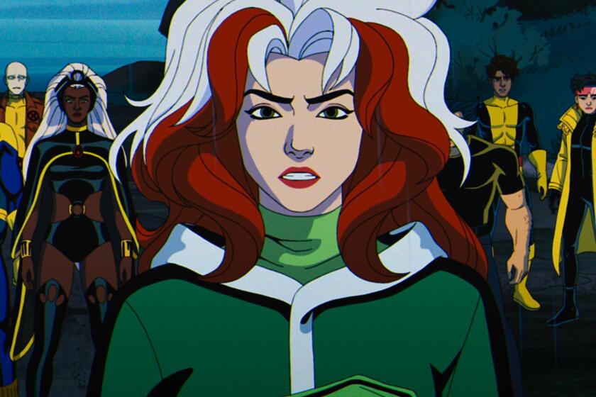 Rogue flanked by the X-Men