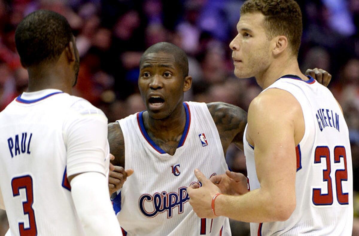 Clippers guard Jamal Crawford, center, could rejoin point guard Chris Paul and power forward Blake Griffin in the lineup as soon as this weekend.