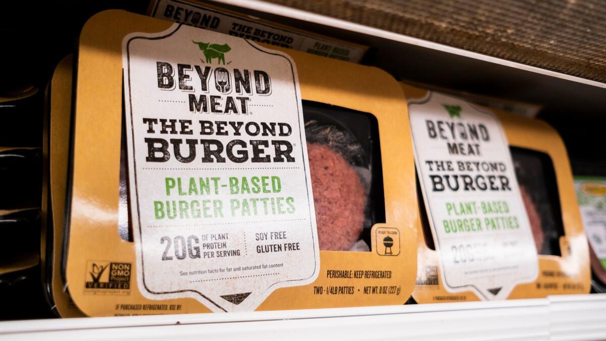 Beyond Meat patties for sale at a store in New York.