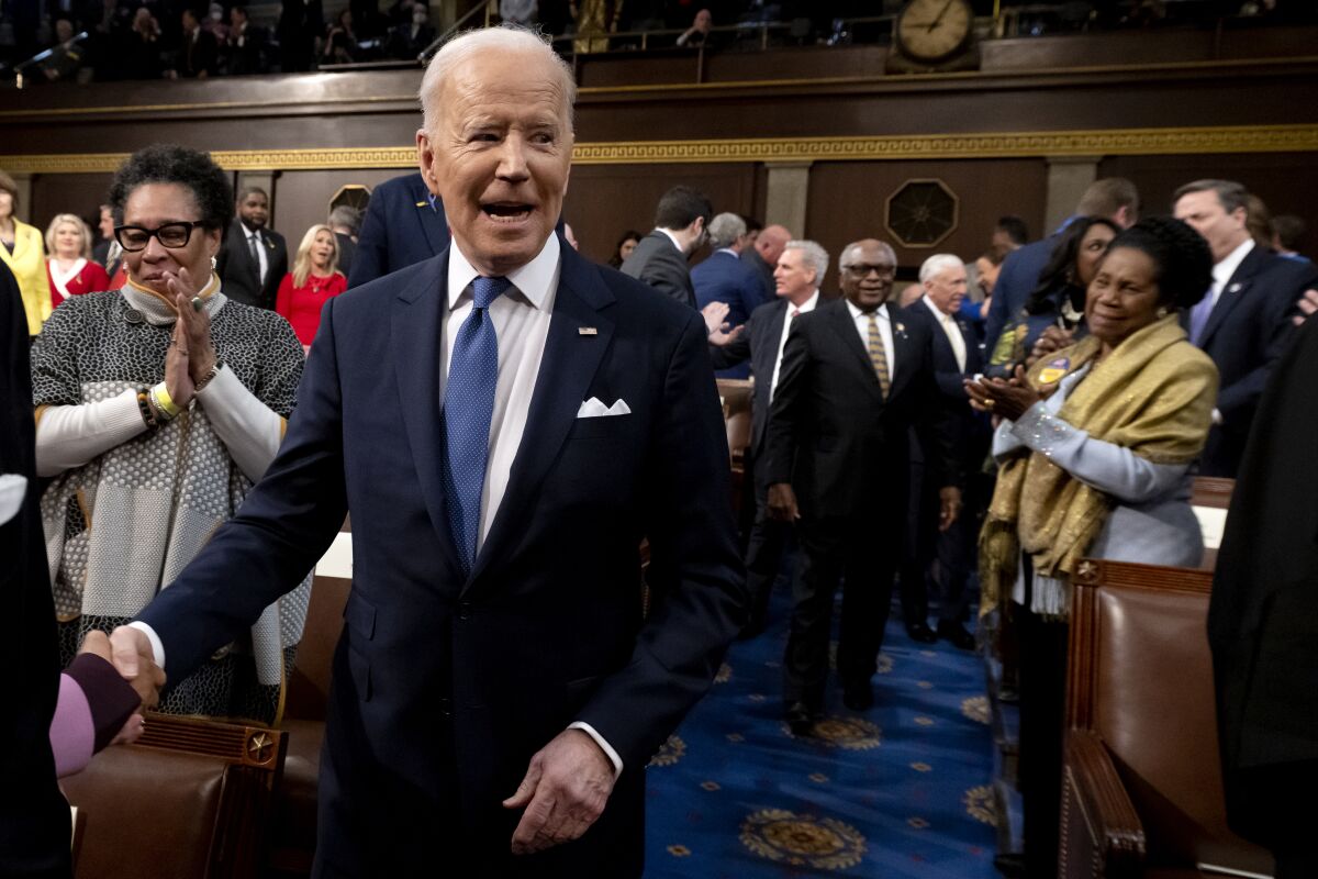 President Biden arrives to deliver the State of the Union.