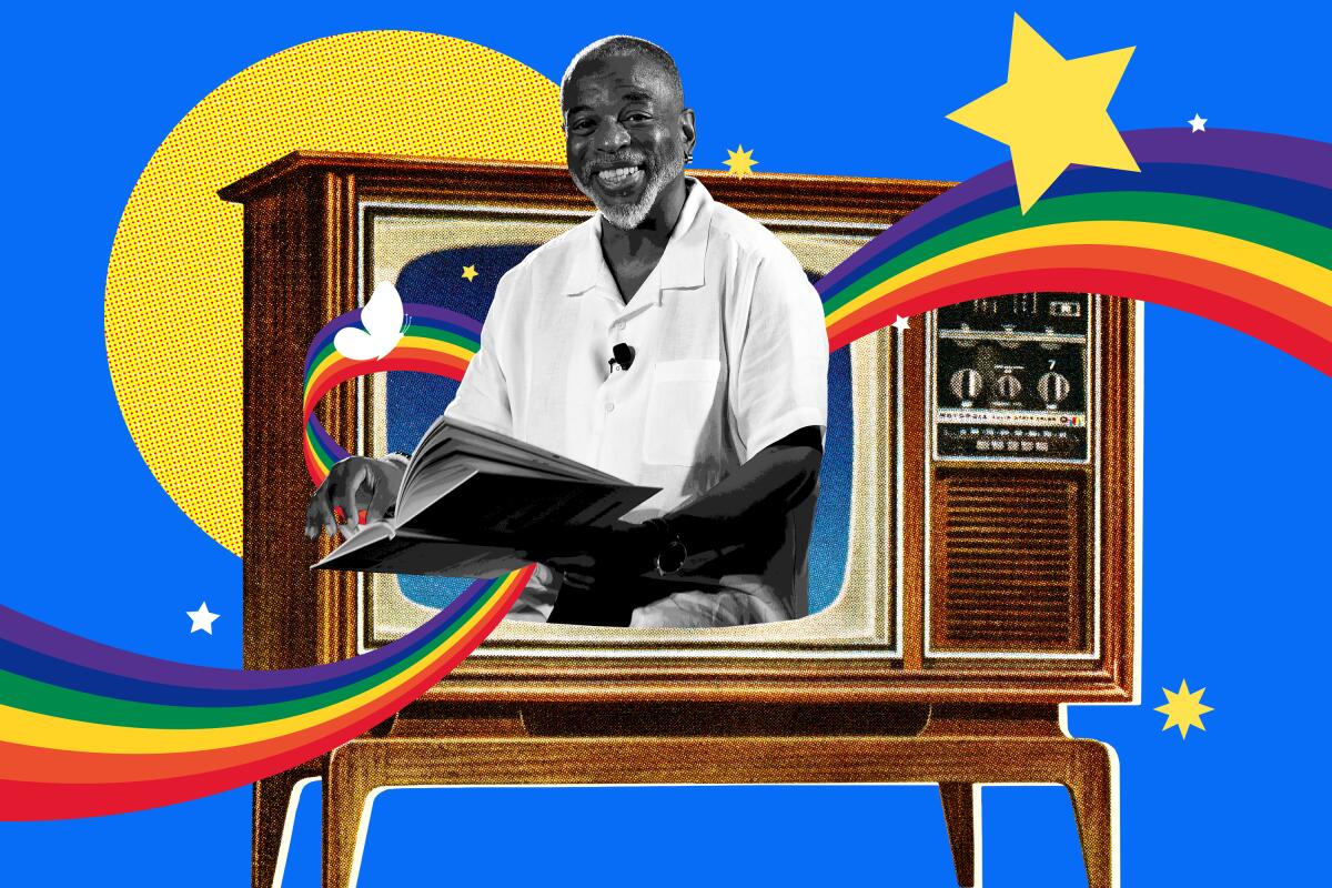 A photo illustration of LeVar Burton, host of 'Reading Rainbow.'