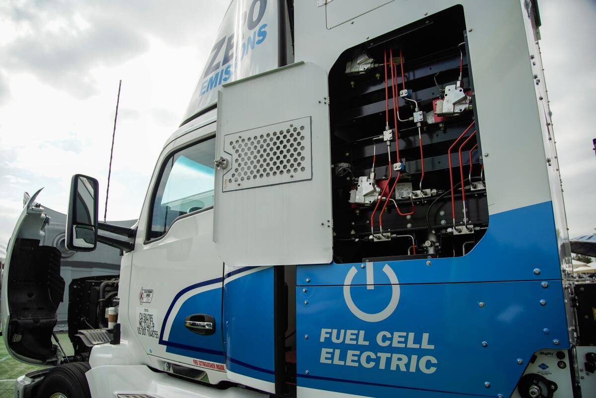 A fuel cell electric truck on display at EV Fleet Day 